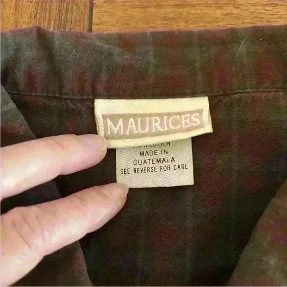 Vintage Maurice's 2 Piece Set Skirt and Button Up Top Plaid Size 8/L - Picture 8 of 15